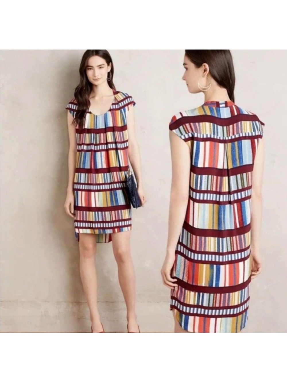 Maeve Anthropologie Au Revoir Shift Dress Dress Casual Colorful Sleeveless 12